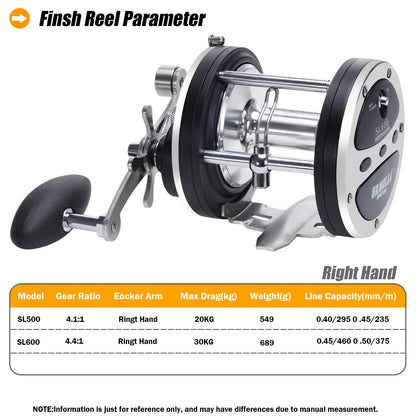 Saltwater Fishing Reels 7+1bb Casting  Gear Ratio 4.1/4.4:1 20-30KG Baitcasting Reel