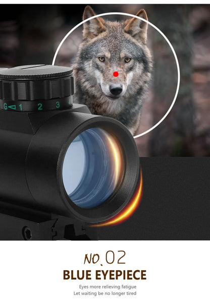 1x40 Red Dot Sight Green Red Dot Sight Illuminated Airsoft Air Hunting with 11/20mm Rails