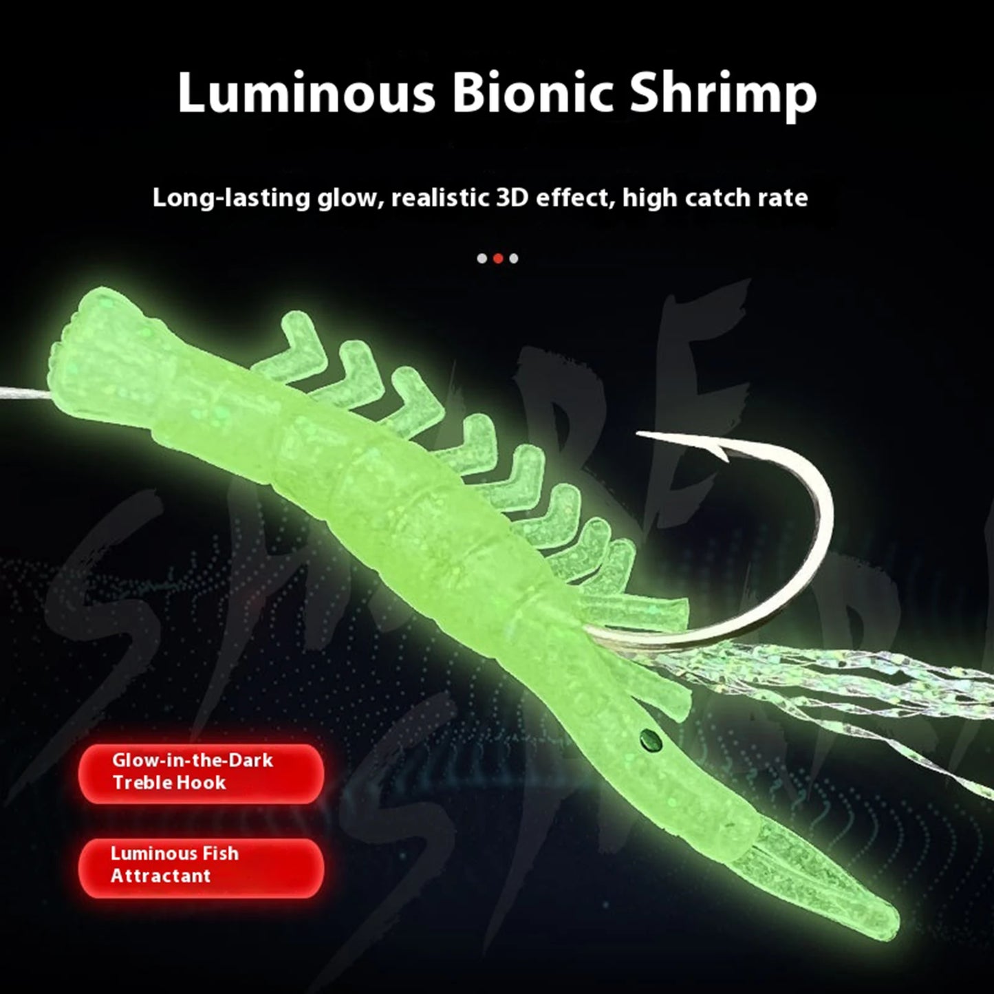 Luminous Shrimp Lure Set Shrimp Bait Hooks Shrimp Fishhooks Fishing Tackles for Sea Fishing