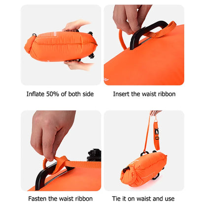 Naturehike Inflatable Swimming Buoy Waterproof 28L Storage Dry Bag Adjustable Belt Flotation Bag Dual Airbag Swim Drifting Float