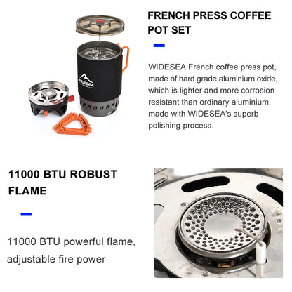 Widesea Camping Cooking System with Heat Exchanger Outdoor Gas Stove Burner