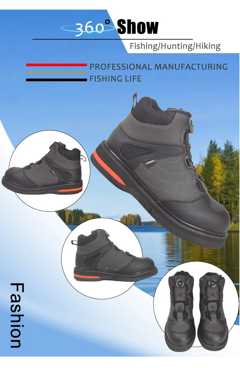 Fly Fishing Shoes, Fishing Waders Shoes, Felt Sole With Or Without Nails Fishing Boots, Self-lock Hunting Fishing Equipment