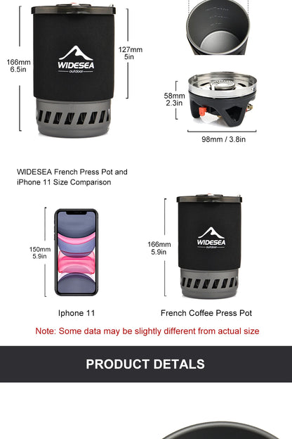 Widesea Camping Cooking System with Heat Exchanger Outdoor Gas Stove Burner