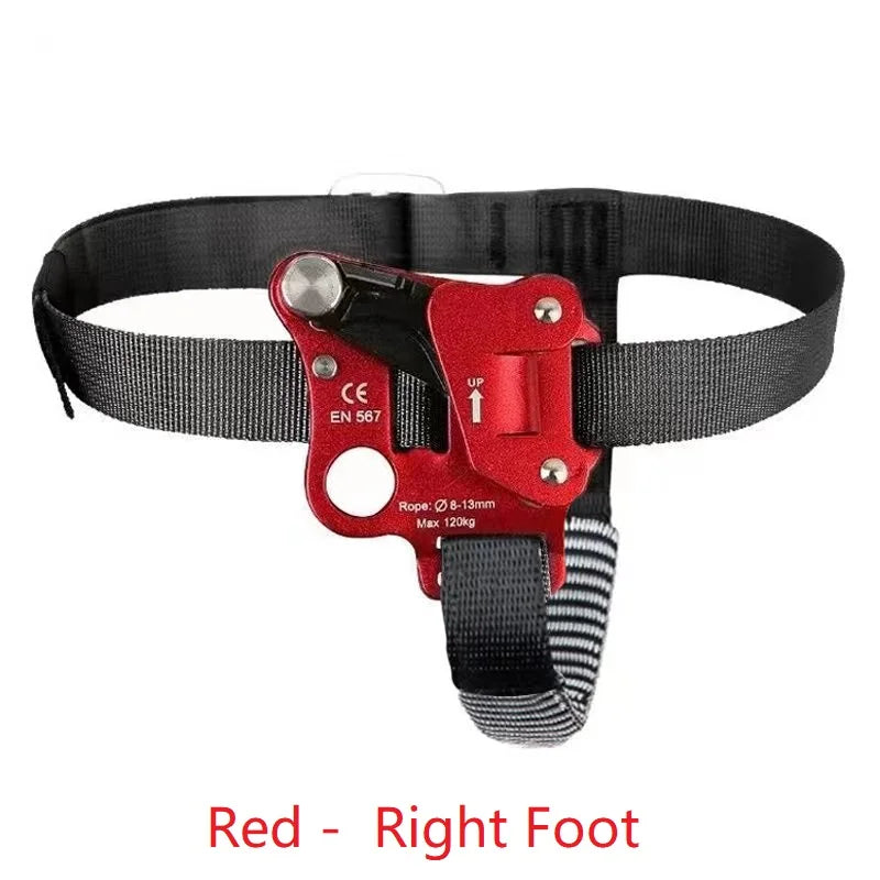 Outdoor Foot Ascender SRT Rock Climbing Riser With Pedal Belt Grasp Rope Gear Anti Fall Off Left Right Foot Ascend