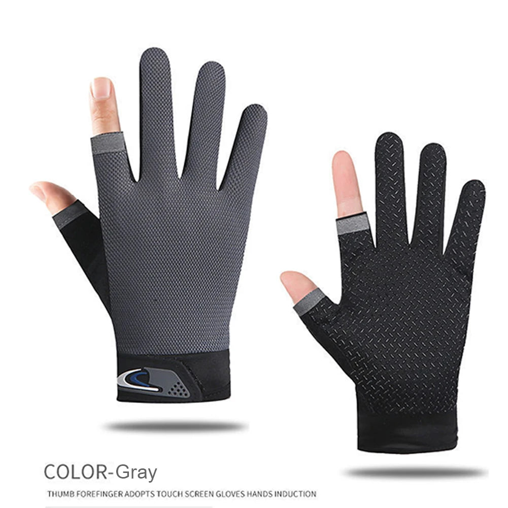1 Pair Protective Fishing Gloves 2 Cut Fingers Fingerless Glove Men Women Anti-slip Fishing Wear Pesca Fitness Cycling Glove