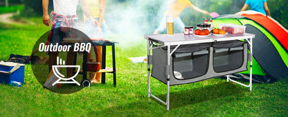SucceBuy Camping Kitchen Table Quick set-up Folding Camping Table MDF Camping Table for Outdoor Picnics BBQ Camping RV Traveling