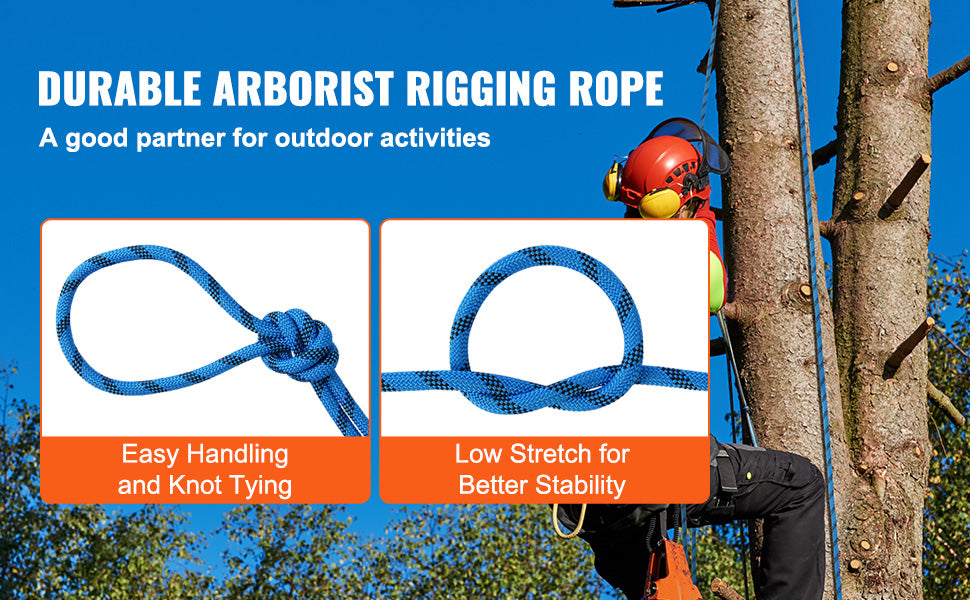 VEVOR 12.7mm Static Climbing Rope 125/150/200ft Outdoor Rock Climbing Rope 30KN Breaking